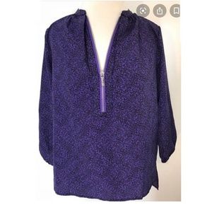 MICHAEL KORS Half Zip Purple Top Blouse